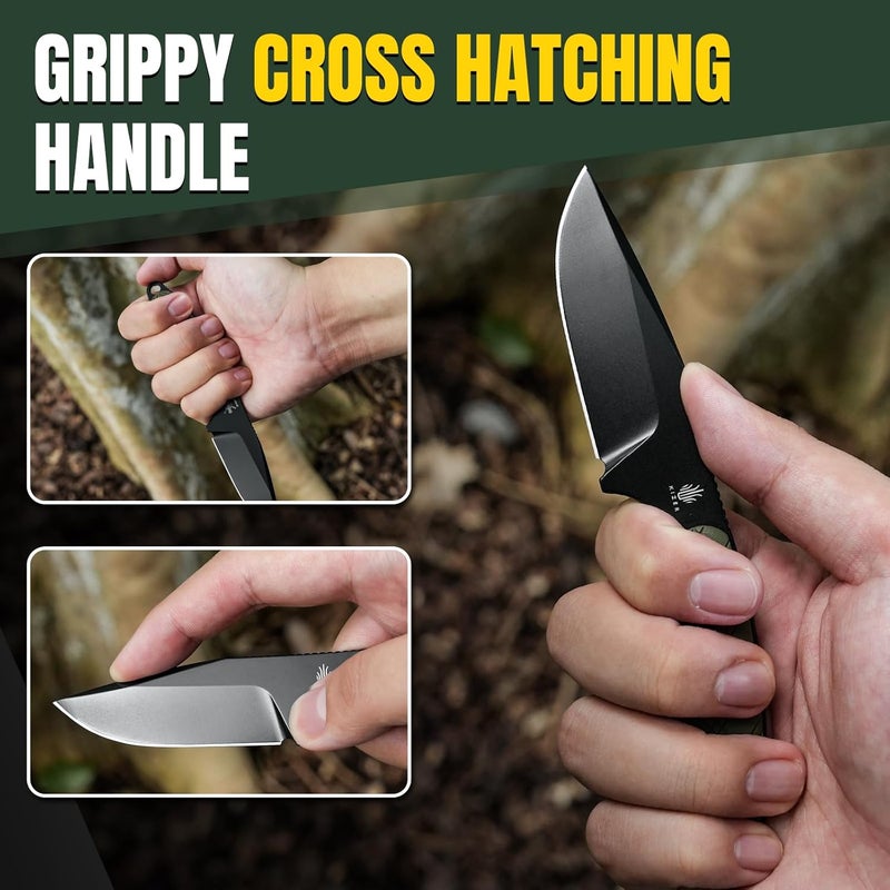 KIZER Muskrat Fixed Blade Knife, 3.15 In D2 Neck Knife Argyle Pattern G10 Handle Fixed Blade EDC Knives for Men Women, Outdoor Hunting Hiking Survival Camping Knives 1064A1 - Image 5